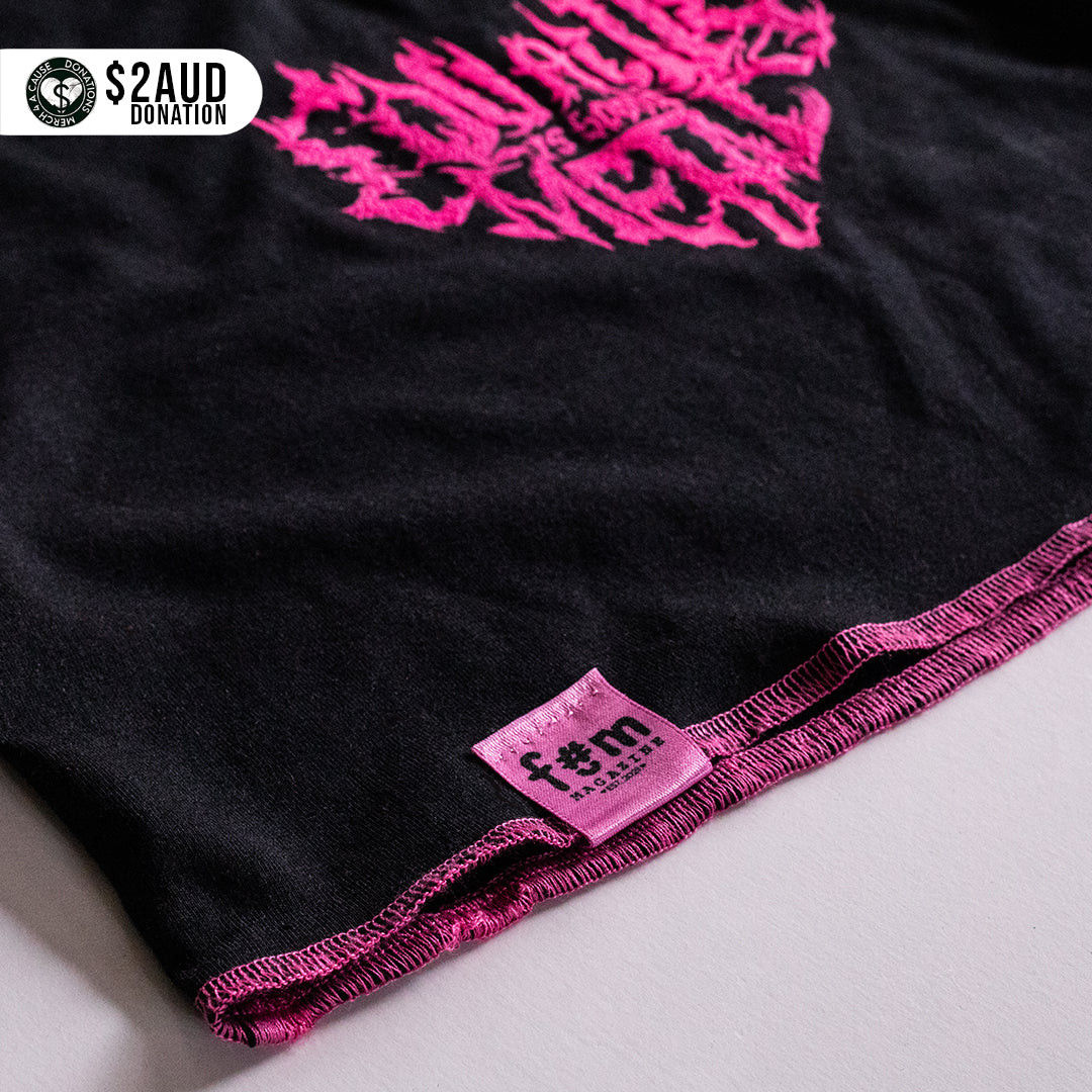 "Eat My Shiny Metal Heart" Neon Puff Crop Top
