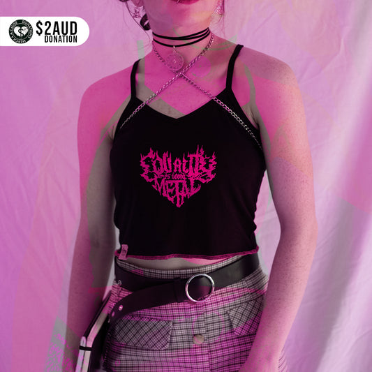 "Eat My Shiny Metal Heart" Neon Puff Crop Top