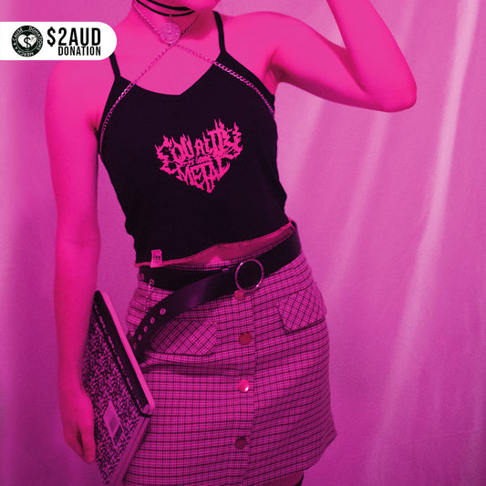 "Eat My Shiny Metal Heart" Neon Puff Crop Top